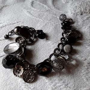 Vintage button and charm bracelet